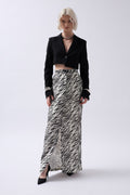 Printed Front Slit Black Skirt