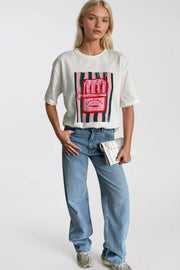 Sardine Print Oversized White T-Shirt