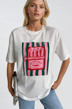 Sardines Printed Oversize White T-Shirt