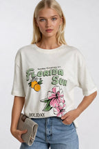 Florida Printed Oversize White T-Shirt
