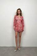 Printed Red Chiffon Dress
