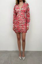 Printed Red Chiffon Dress