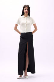 Baby Collar Buttoned Ecru Blouse