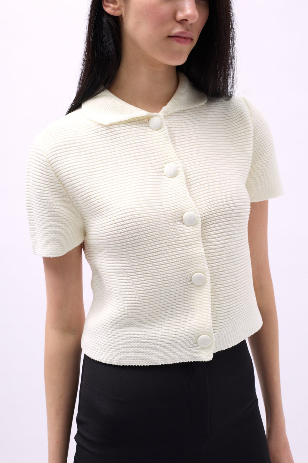 Peter Pan Collar Buttoned Ecru Blouse