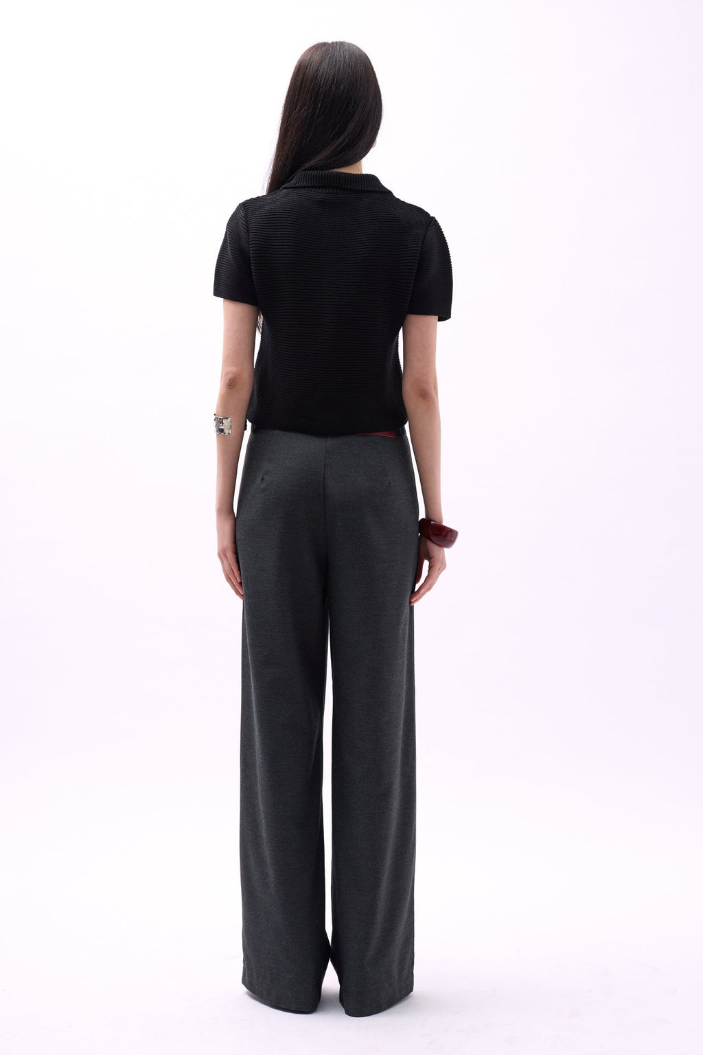 Peter Pan Collar Buttoned Black Blouse