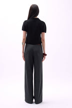 Peter Pan Collar Buttoned Black Blouse