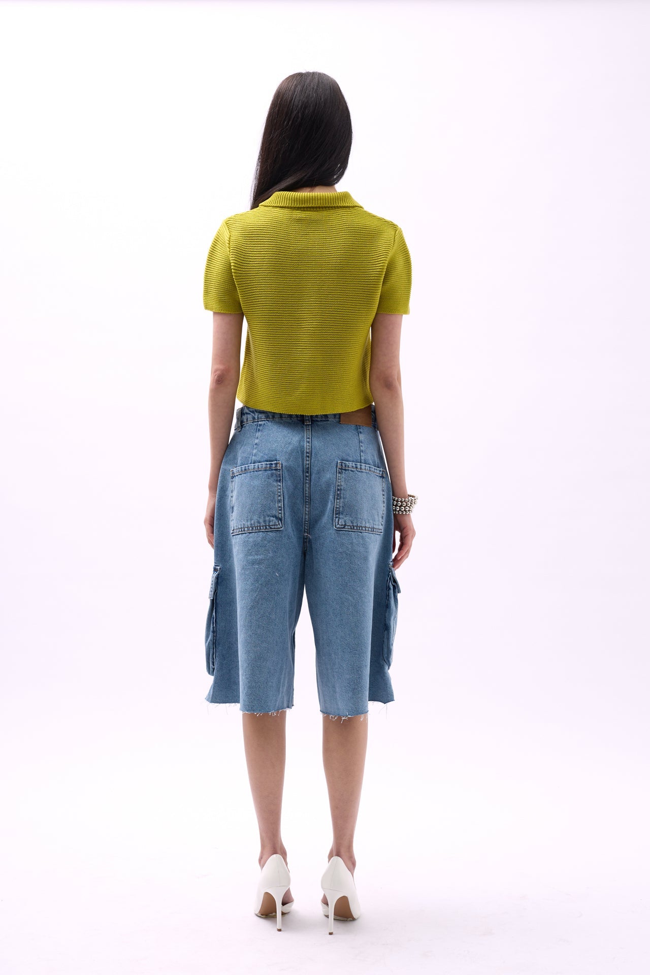 Peter Pan Collar Buttoned Green Blouse