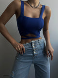 Waist Tie Blue Crop Blouse