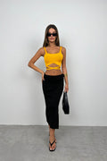 Waist Tie Orange Crop Blouse