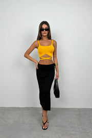 Orange Crop Blouse with Waist Tie