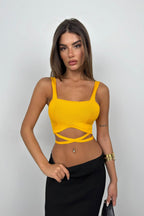 Waist Tie Orange Crop Blouse