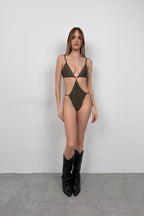Waist Cut-Out Green Monokini