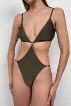 Waist Cut-Out Green Monokini