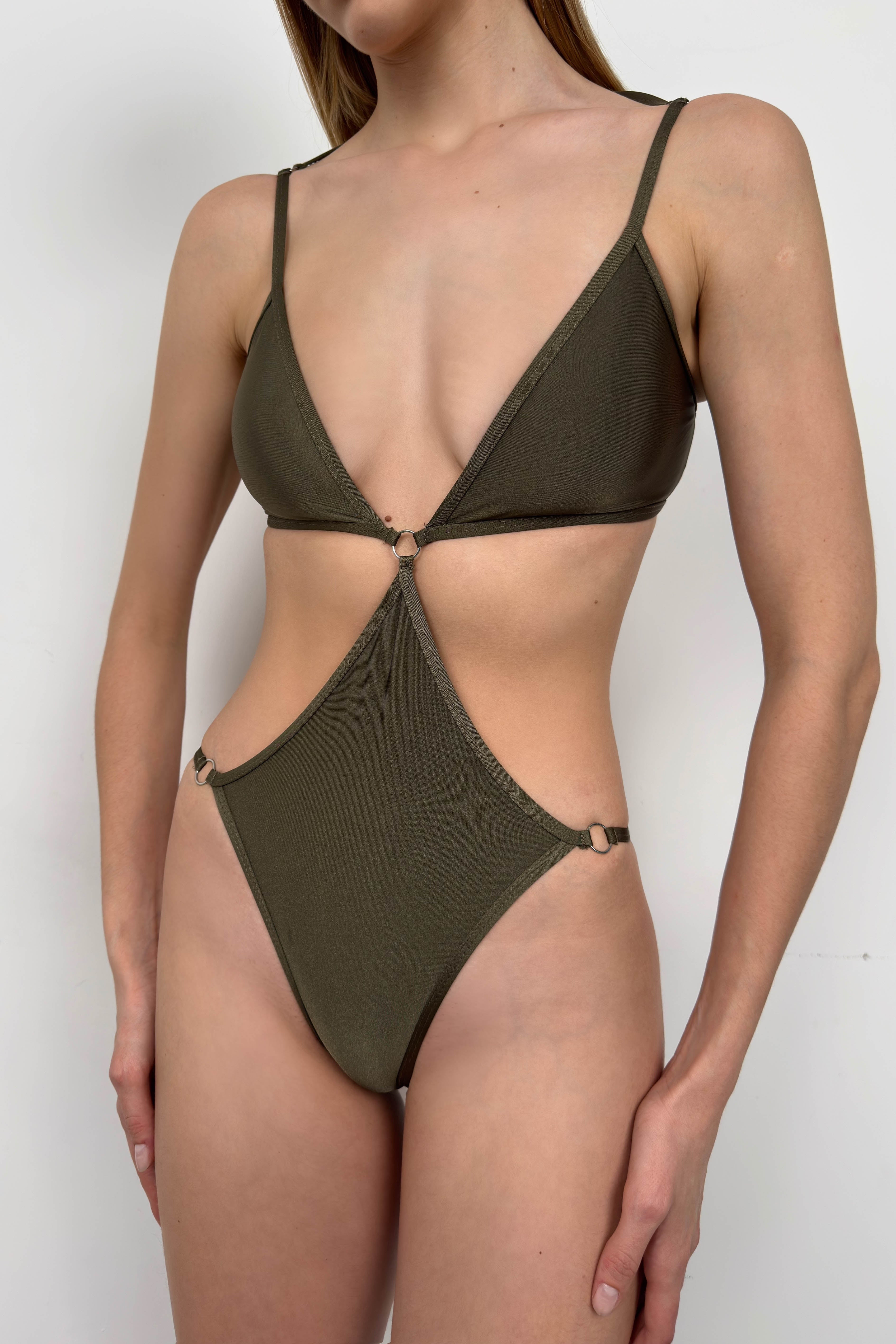 Waist Cut-Out Green Monokini
