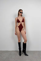 Waist Cutout Brown Mayokini