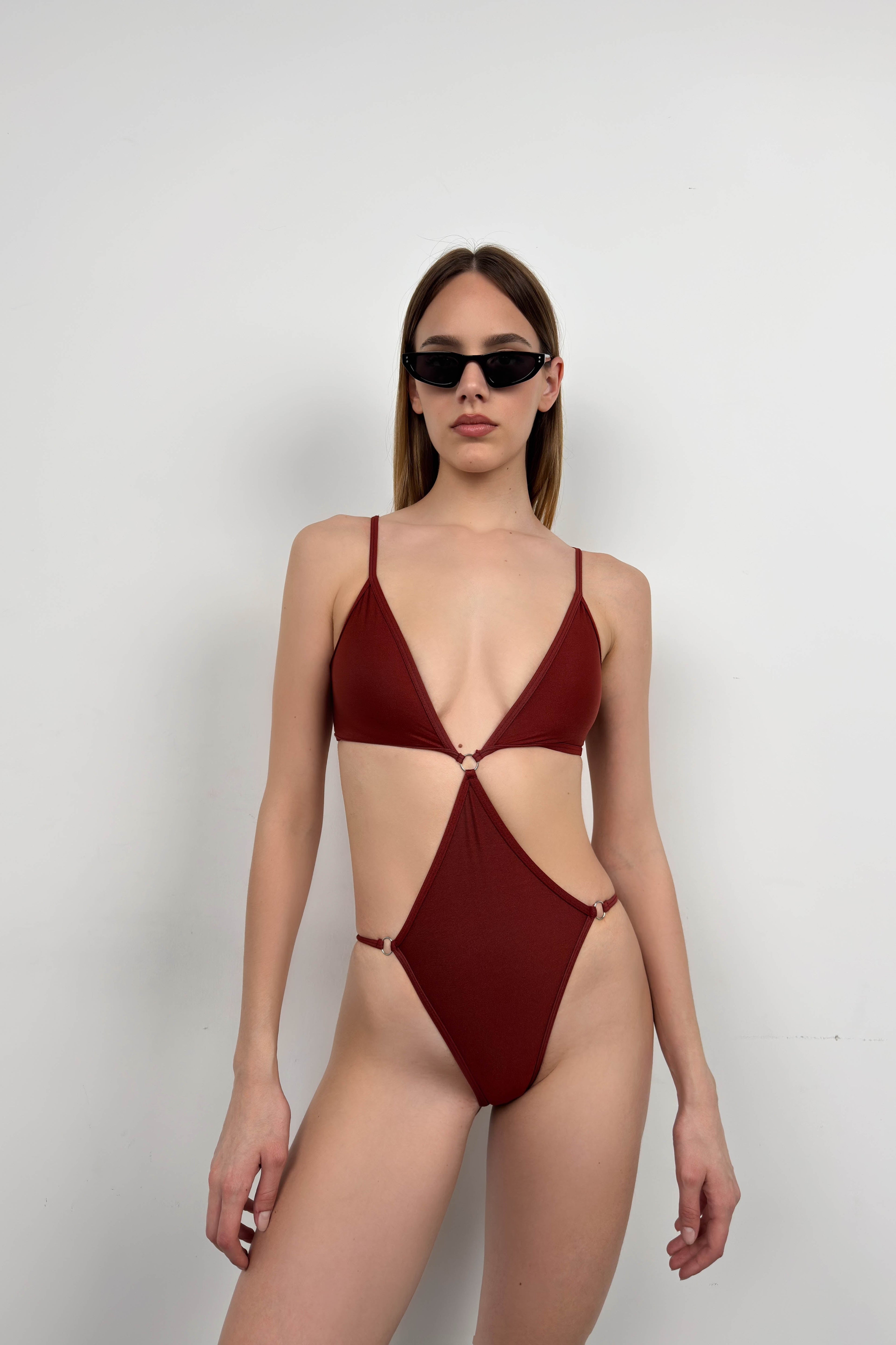 Waist Cutout Brown Mayokini