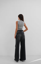 Low-Cut Stone Knitted Gray Blouse