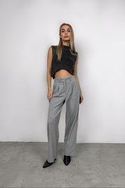 Light Gray Palazzo Trousers with Waist Fold