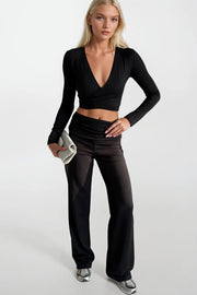 Black Pleated Waist Trousers