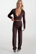 Folded Waist Brown Pants