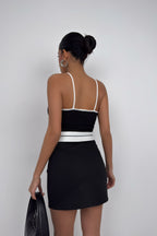 Foldover Waist Black Mini Skirt
