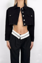 Foldover Waist Black Palazzo Pants
