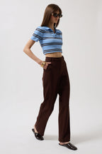 Waist Waist Brown Pants