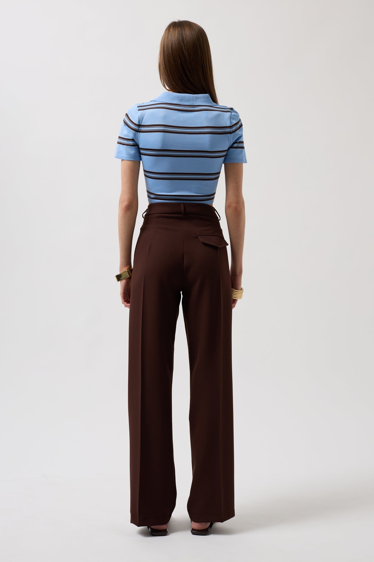 Waist Waist Brown Pants