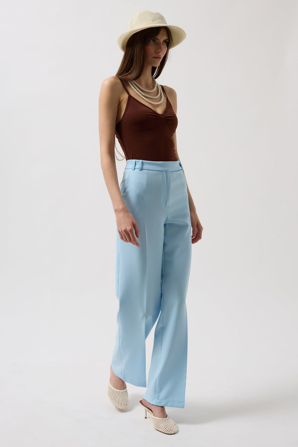 Waistted Waist Baby Blue Pants