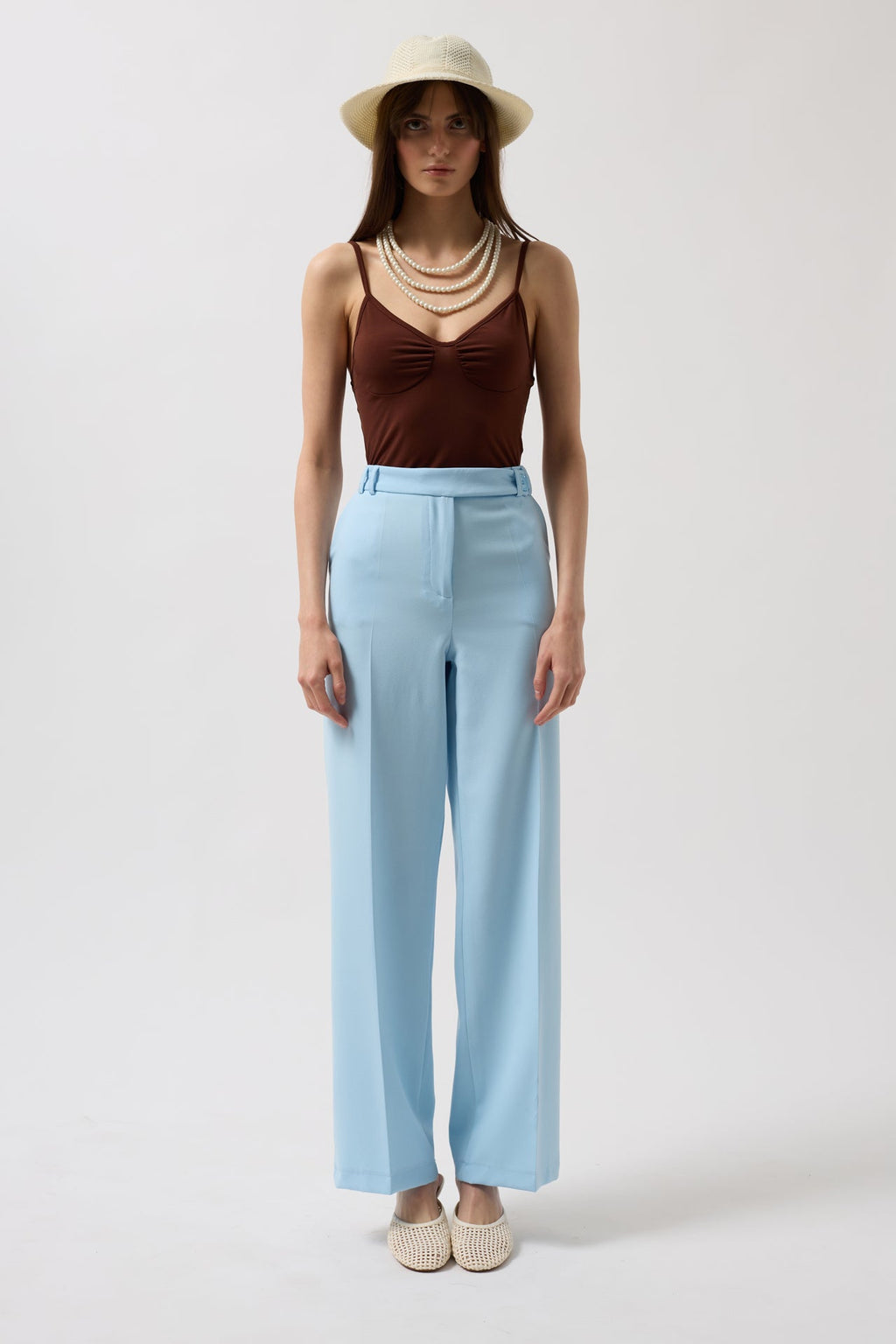 Waistted Waist Baby Blue Pants