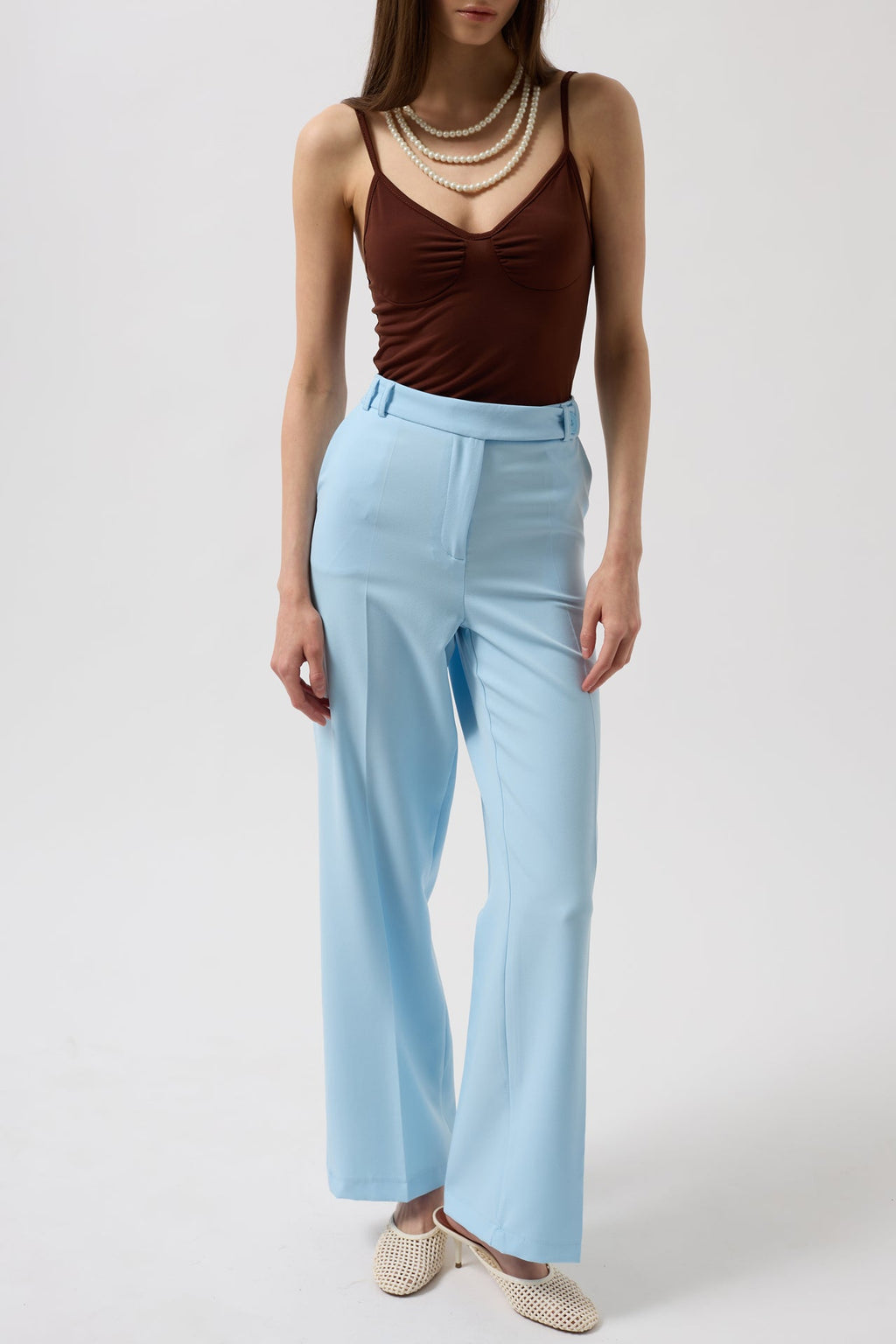 Waistted Waist Baby Blue Pants