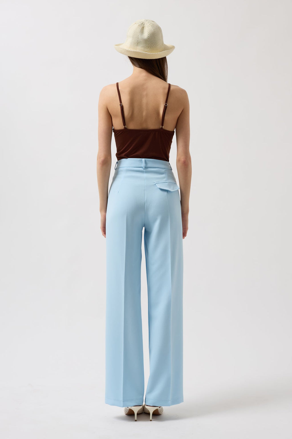 Waistted Waist Baby Blue Pants