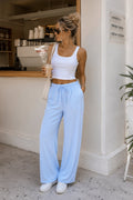 Waist Elastic Detail Blue Modal Trousers