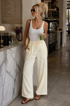 Waist Elastic Detail Yellow Modal Trousers