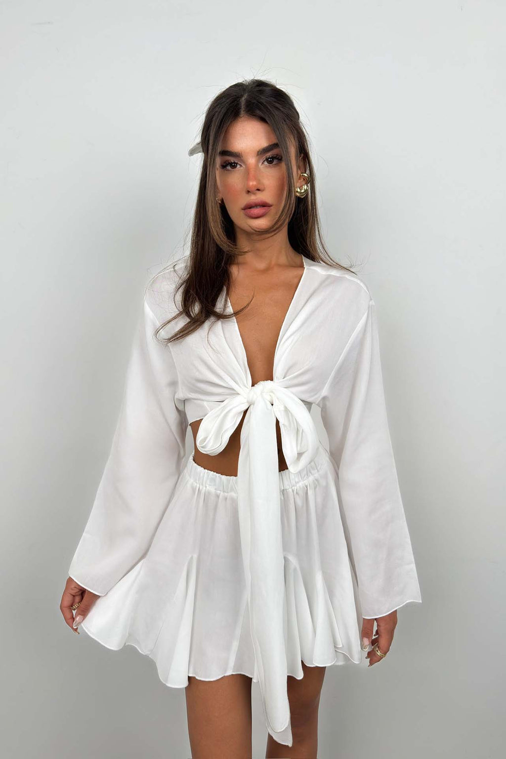 Waist Elastic White Weight Skirt