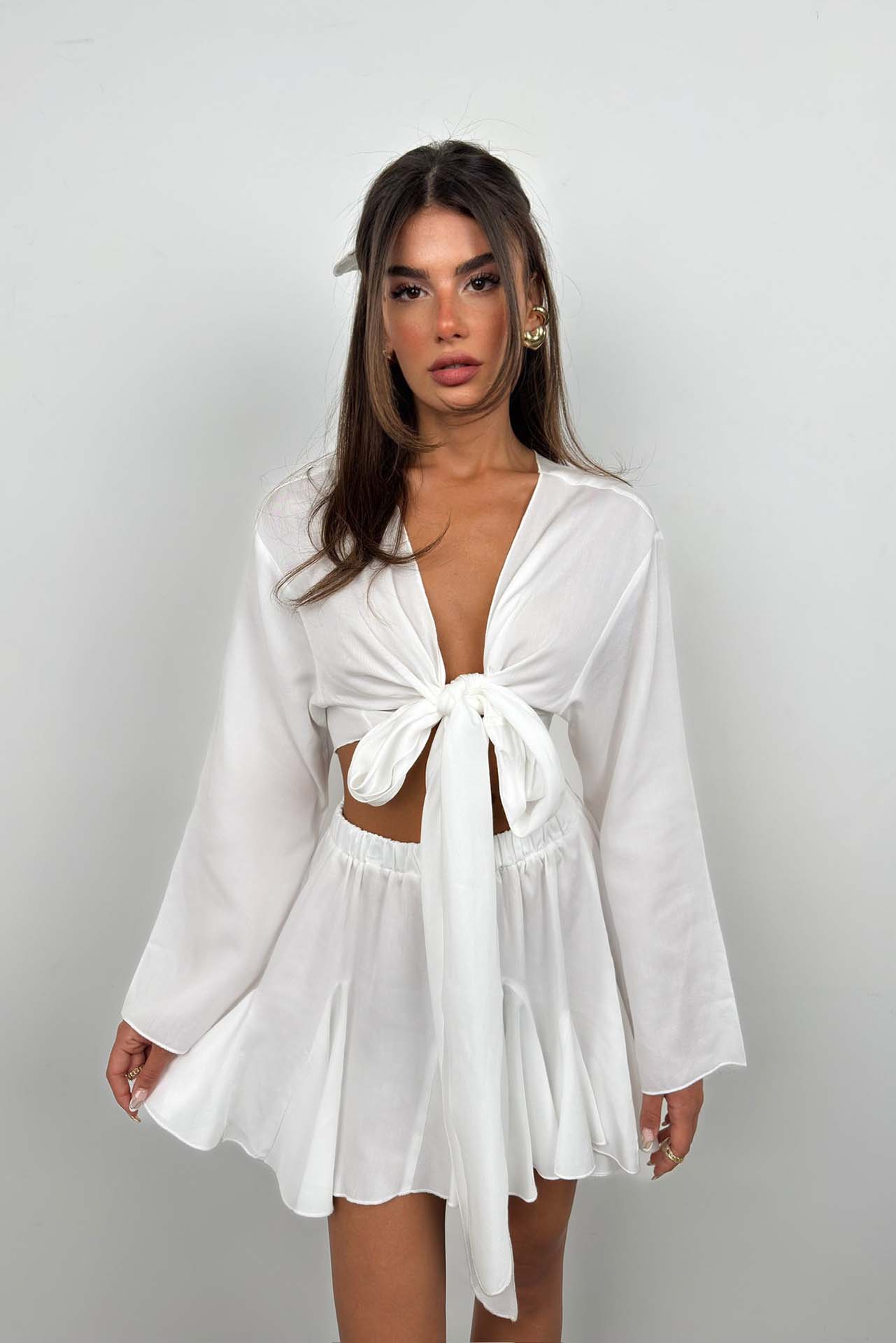 Waist Elastic White Weight Skirt