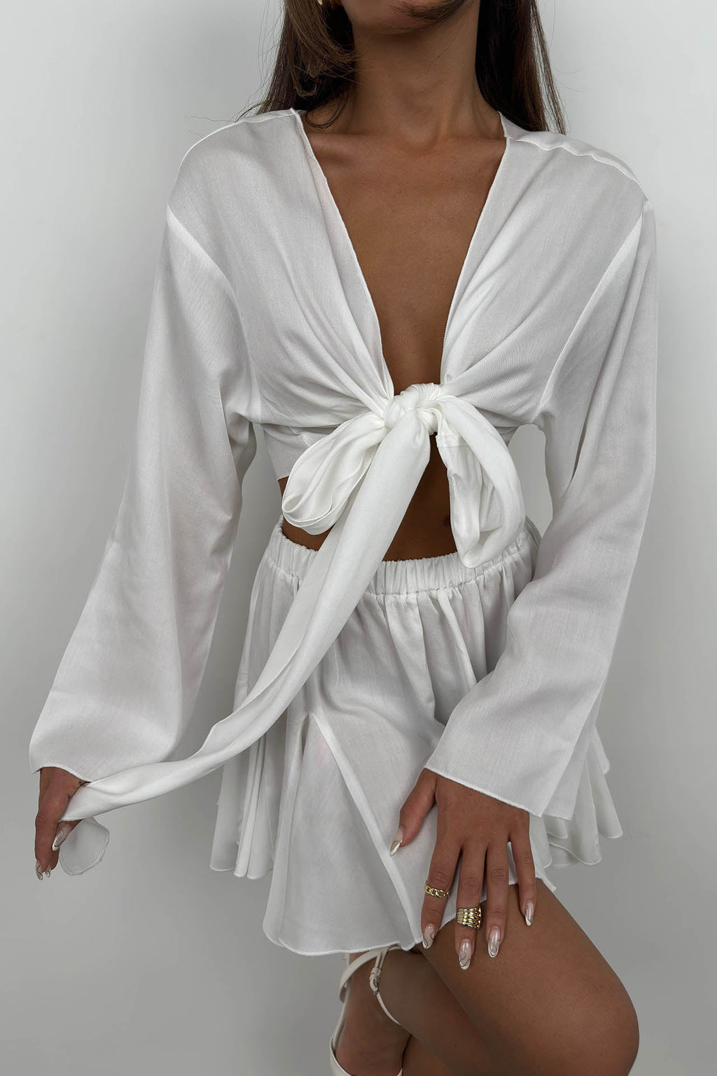 Waist Elastic White Weight Skirt