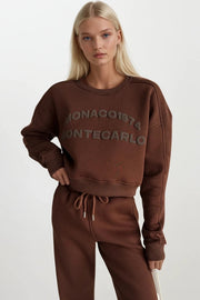 Brown Sweatpants with Elastic Waist and Straight Leg