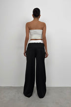 Elastic Waist Boxer Detail Black Pants