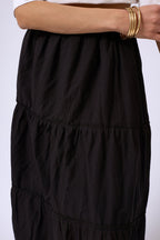 Elastic Waist Black Maxi Skirt