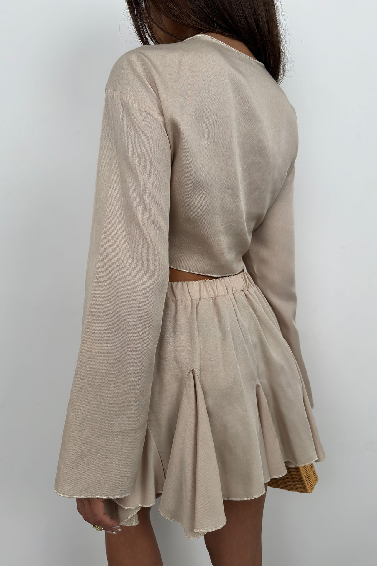 Elastic Waist Stone Flared Skirt