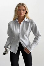 Fitted Waist Basic White Shirt