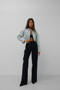 Seamless Waist Hem Light Blue Denim Jacket