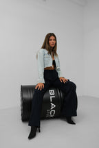 Seamless Waist Hem Light Blue Denim Jacket