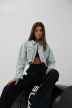 Seamless Waist Hem Light Blue Denim Jacket