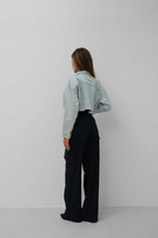 Seamless Waist Hem Light Blue Denim Jacket