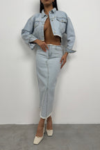 Seamless Waist and Hem Light Blue Denim Skirt