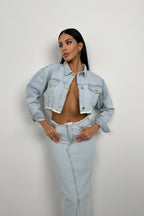 Seamless Waist and Hem Light Blue Denim Skirt