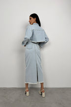 Seamless Waist and Hem Light Blue Denim Skirt