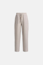 Tie Waist Straight Cut Stone Pants